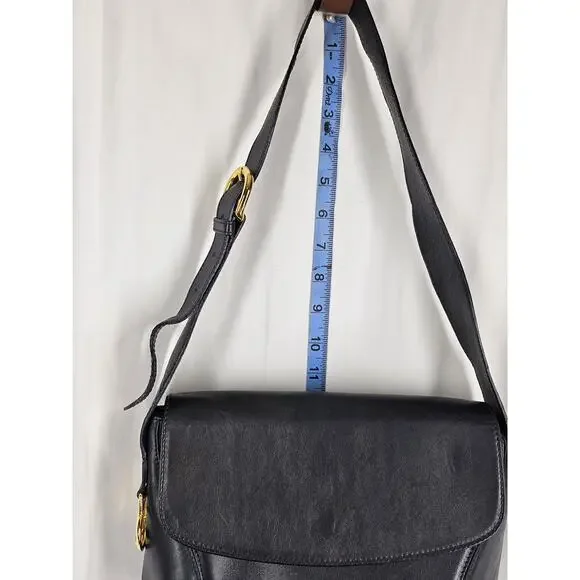 LANCEL VINTAGE BLACK LEATHER SHOULDER BAG – FRONT FLAP – MADE IN ITALY 10"x8"x4" - Picture 15 of 16